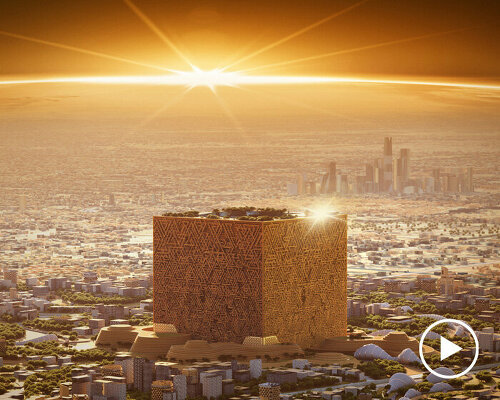 monumental cubed skyscraper towers over riyadh at core of new murabba downtown