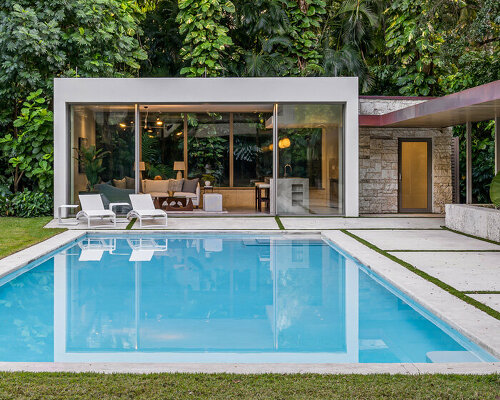 upstairs studio architecture's poolside pavilion nestled in miami backyard