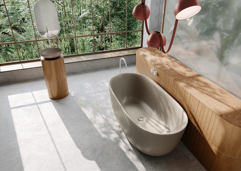 Freestanding Bathtub and Floating Shelves with Plants - Soul & Lane in 2023