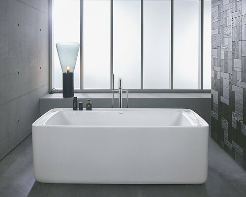 philippe starck shapes bento box-inspired bathtub for duravit at ISH 2023