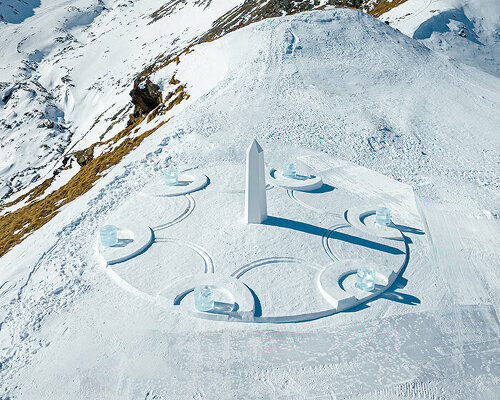 daniel arsham sculpts the swiss alps with an icy timepiece for hublot