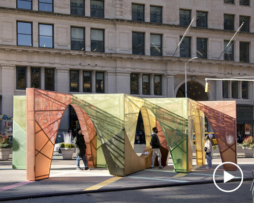 'interwoven' installation by atelier cho thompson illuminated new york streets