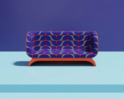 simple yet vibrant ‘leaves sofa’ injects splash of color and organic forms into the home