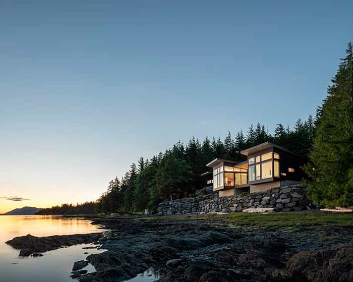 intimate glazed observatory gently perches over the alaskan shore