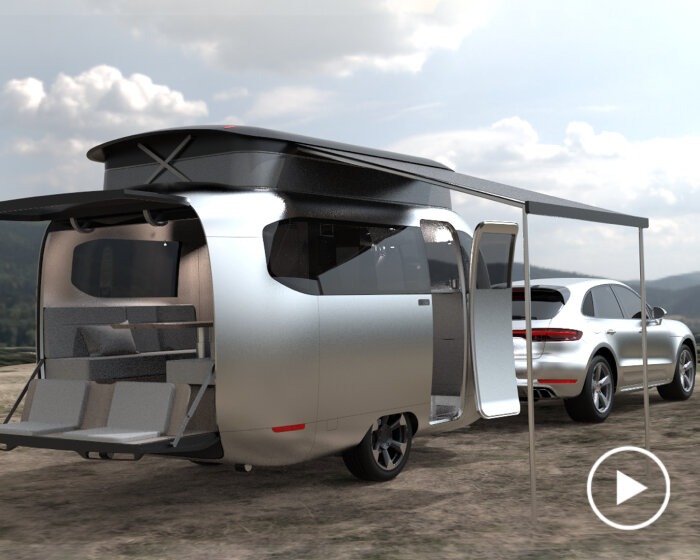 porsche and airstream conceptualize a two-wheel travel trailer that fits in the garage