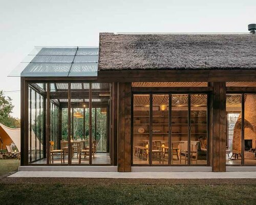 recycled red bricks and reed bundles build up a hostel in shanghai