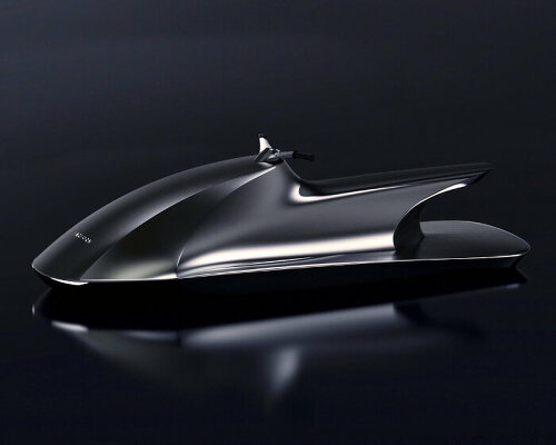 glossy concept electric jet ski 'tarform raye' mimics gliding manta ray for biomorphic design