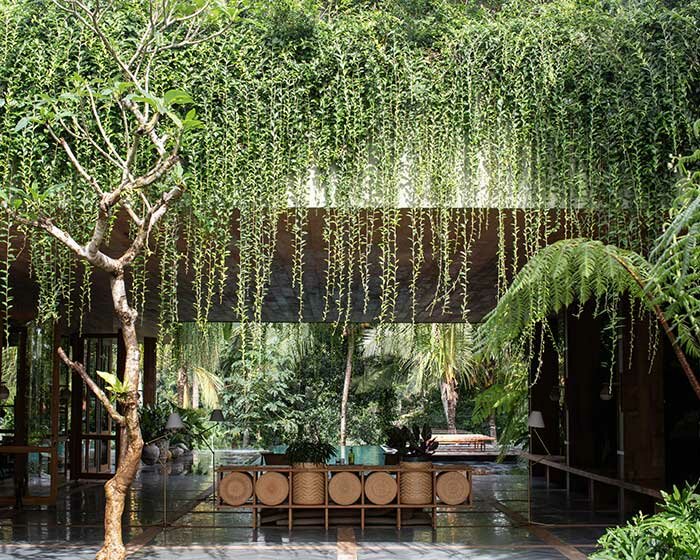 perched amidst a forest in bali, the ravine dwelling blurs the line between indoor & outdoor