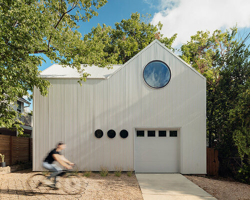 north arrow studio builds corrugated sheet metal 'birdhouse' in austin