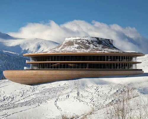 resembling a grand vessel, MAKHNO studio's hotel sails through the carpathian mountains