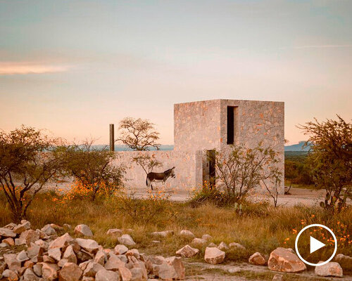 dispersed stone volumes and alleys develop a cruciform residential plan in mexico