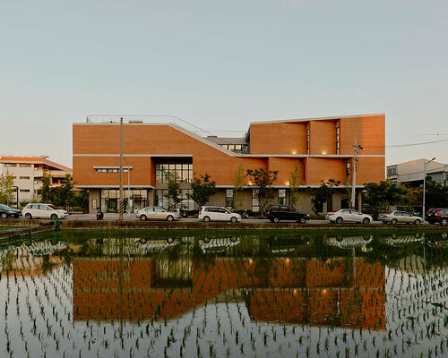 facing units of shangfeng public library and community hall erect in taiwan