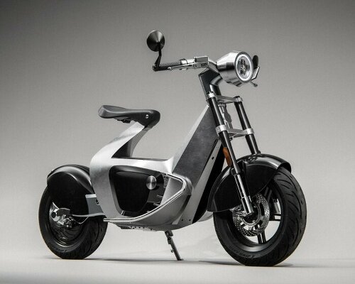 origami-inspired STILRIDE bends sheets of steel to form swan-like electric motorcycle