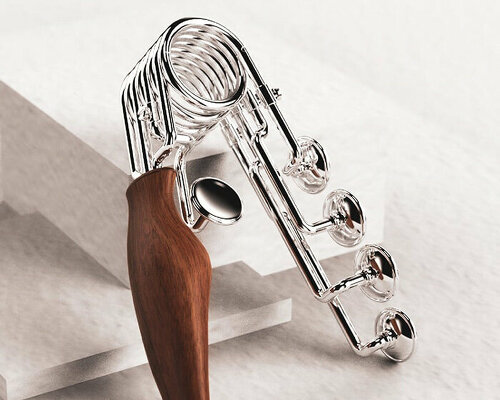 two yamahas, one passion sculpts a hand gripper that can be manipulated like a saxophone