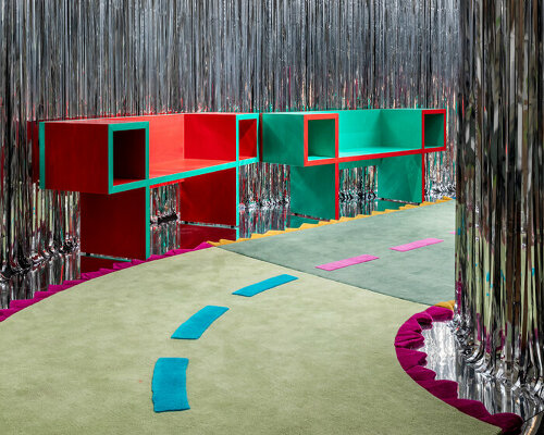 a shimmering maze envelops poltronova designs by ettore sottsass, superstudio, & more, at fuorisalone 2023