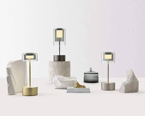 voltra lighting hand-forms glass 'day and night' shades for portable hemera lamp