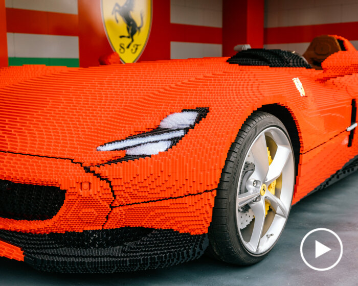 a full size ferrari monza SP1 recreated using 380,000+ LEGO bricks in world first