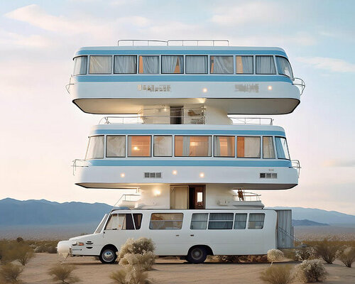 contemporary nomadic living made easier with surreal multi-decker caravans