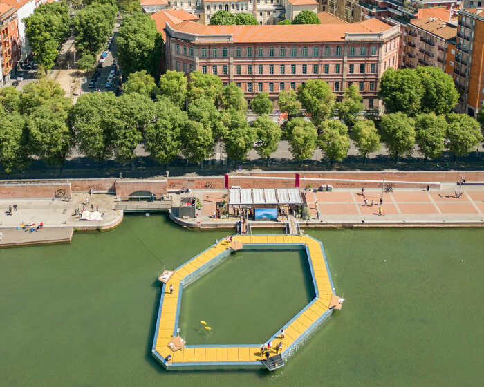 michele de lucchi + AMDL circle's floating walkway for azimut cocoons 2 million bottle corks