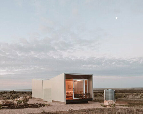 off-grid holiday pod fuses eco-conscious features with modern luxury in australia's west bay