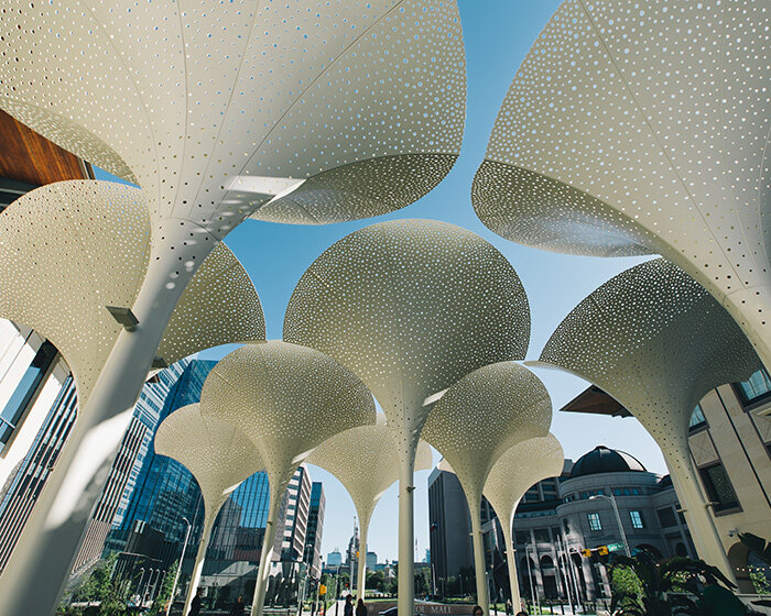 flower-like installations in snøhetta's blanton museum welcome visitors in texas