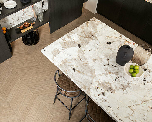 FLORIM stone surfaces enhance the indoors with fluid visual transitions