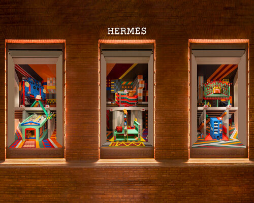 burst of color engulfs Hermès shanghai with li han's exhibition & window art of urban objects