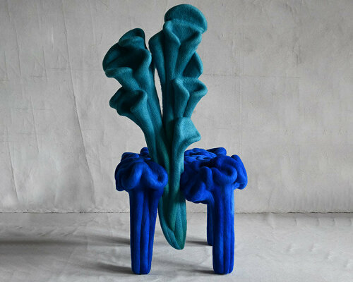 liam lee mimics organic growth with handcrafted merino wool chairs