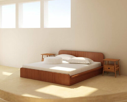 gentle curves crafted from solid pressed bamboo give shape to eco-friendly noura bed