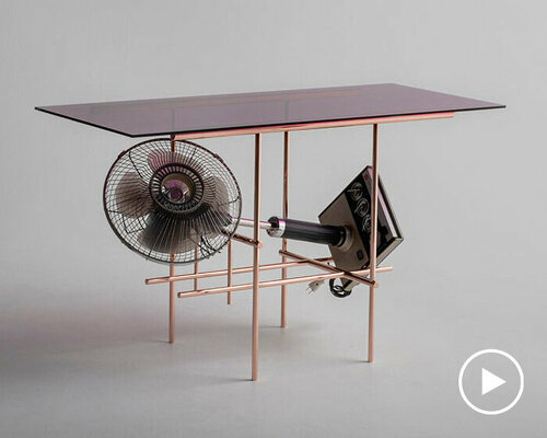 ryosuke harashima repurposes 1960s electric fans as eccentric tables from the future