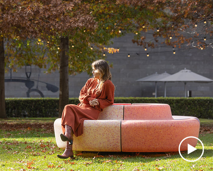 ENESS' solar-powered benches inspired by vintage flower graphics oscillate in melbourne 