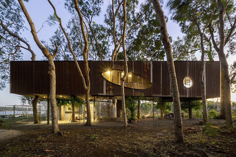 trees grow through H2 architects' lakeside dwelling in vietnam