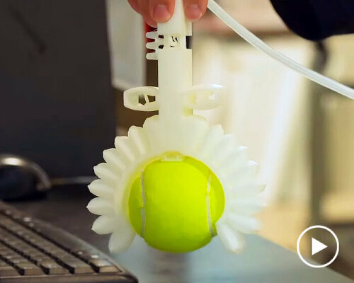 watch this 3D-printed robotic gripper pick up, hold and release objects without electronics