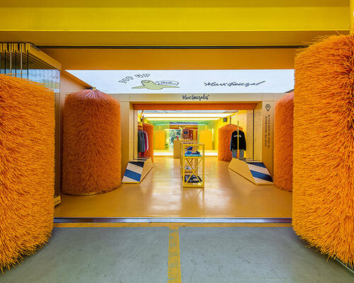 street fashion brand invites shoppers into a vibrant car wash-inspired pop-up in korea