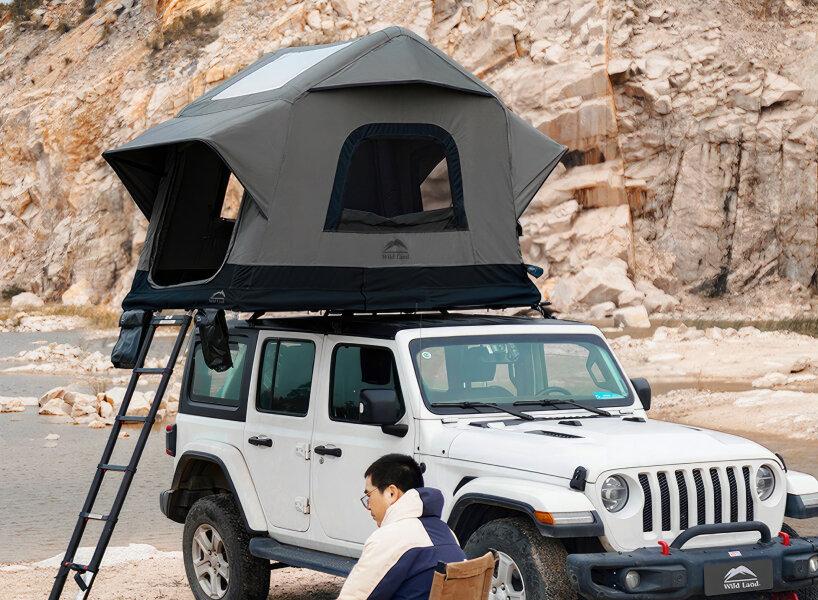 tent on car roof inflates itself into a mini hotel with 360-degree views  using built-in air pump