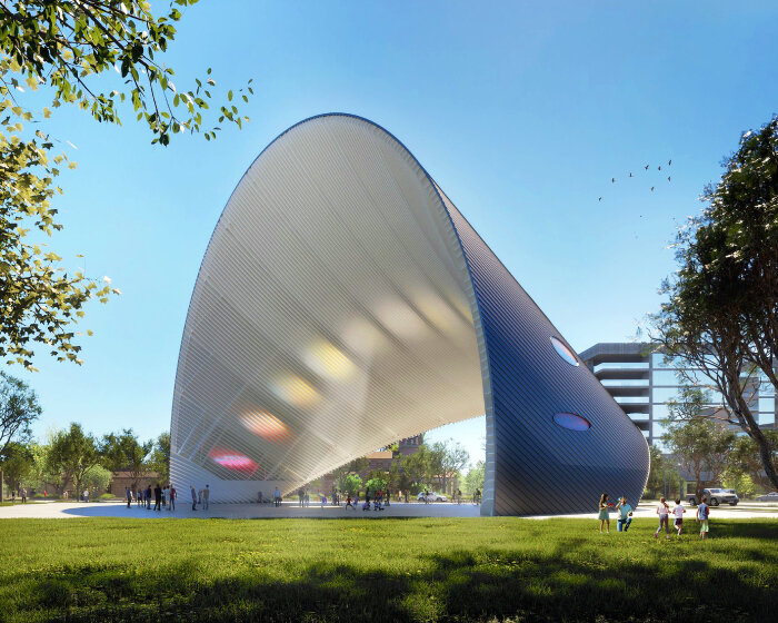 world's largest sundial with solar panels triples as energy generator and arts venue in houston