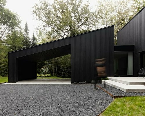 monochromatic house's geometric forms frame natural plateau in canada