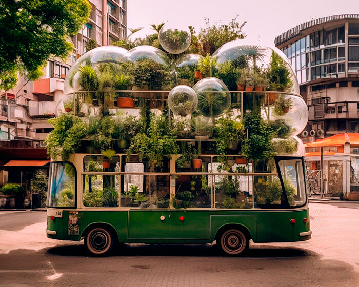 emilio alarcón's AI series reimagines intercity mobility through mobile greenhouse buses