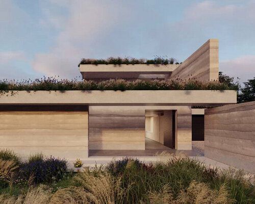 DHaus sculpts eco-friendly home in surrey's countryside from rammed earth 