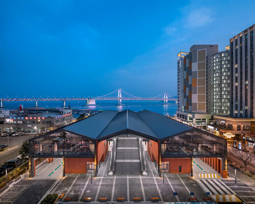 red brick and steel framework composes millac the market in south korea