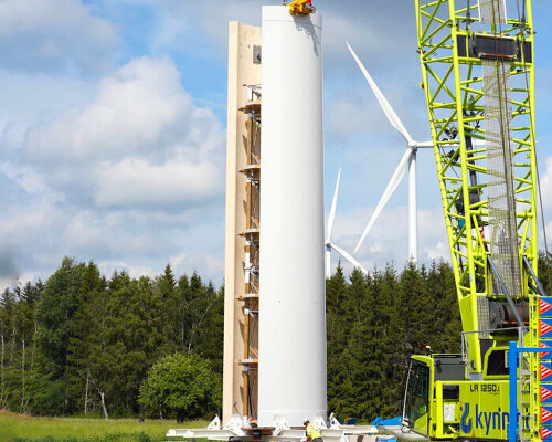 world's tallest wooden wind turbine will rise to 150 meters in sweden