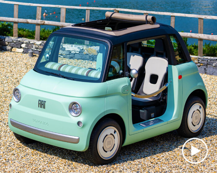 new fiat topolino electric car with rollable sunroof + open doors can be driven by 14 year olds