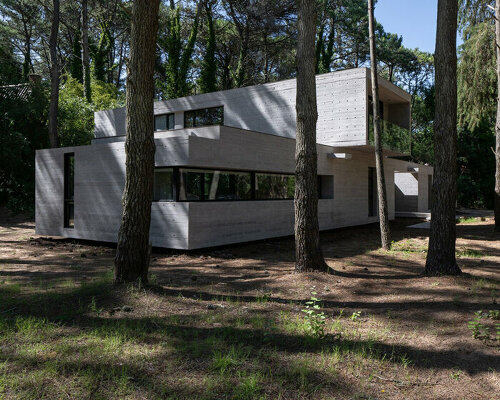 overlapping volumes of concrete and glass compose tucán house in buenos aires