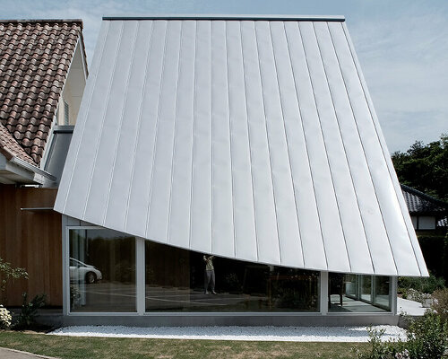 sculptural roof crowns restaurant expansion in the chiba countryside, japan