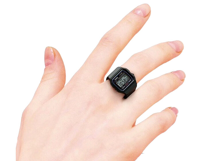 fully functional miniature casio watch rings are small enough to fit around fingers