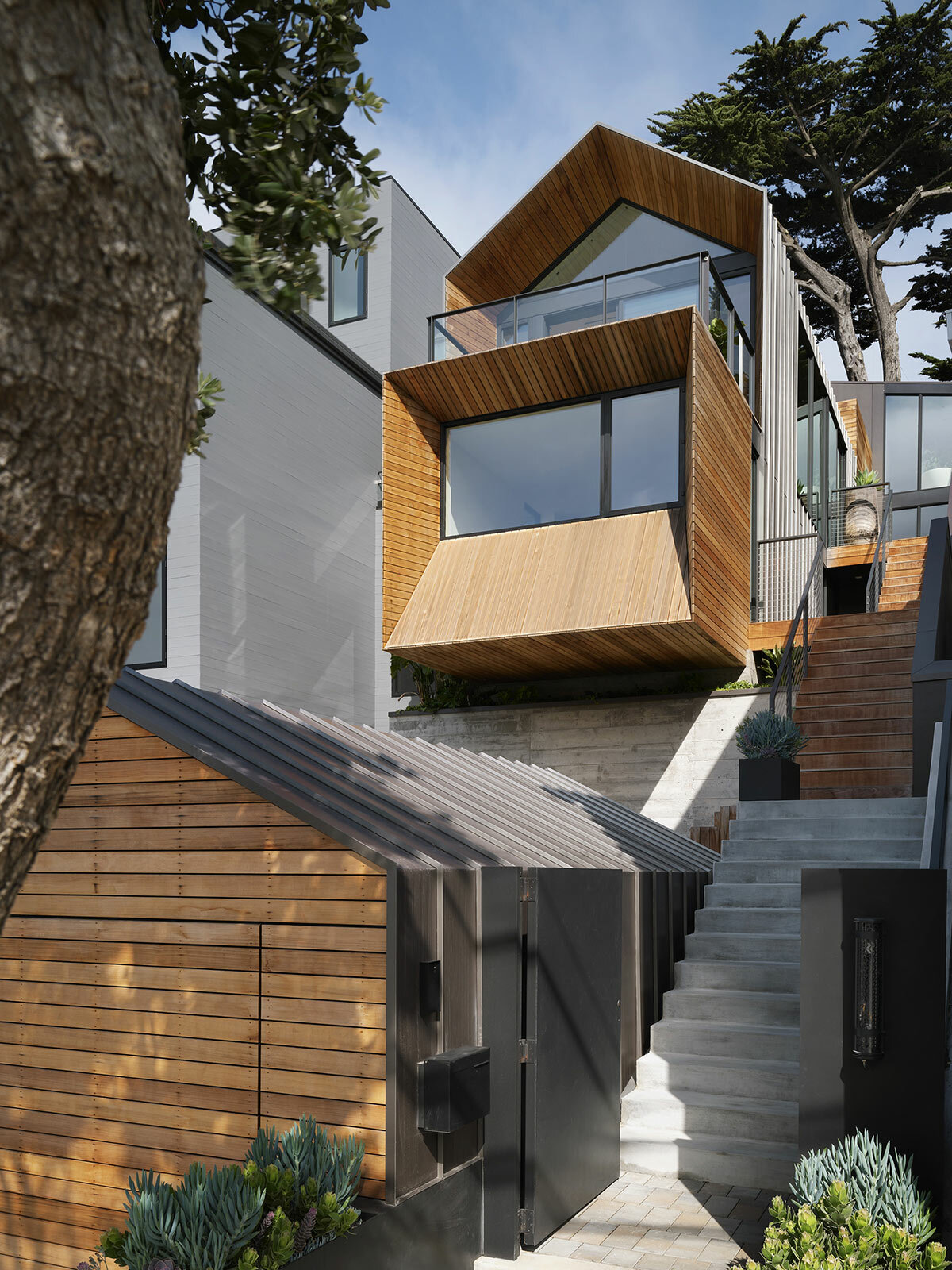 jones | haydu revives san francisco home with stepping cedar boxes