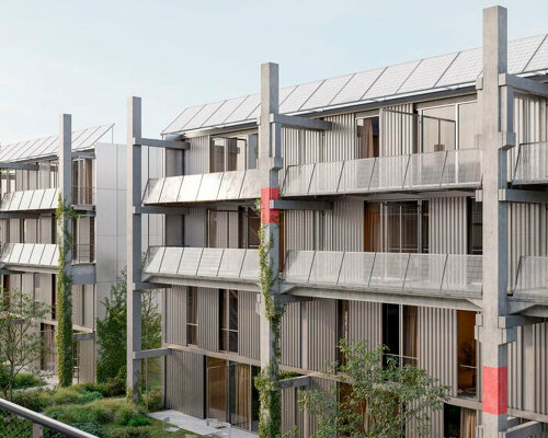 repurposed concrete components assemble housing units' facades in basel