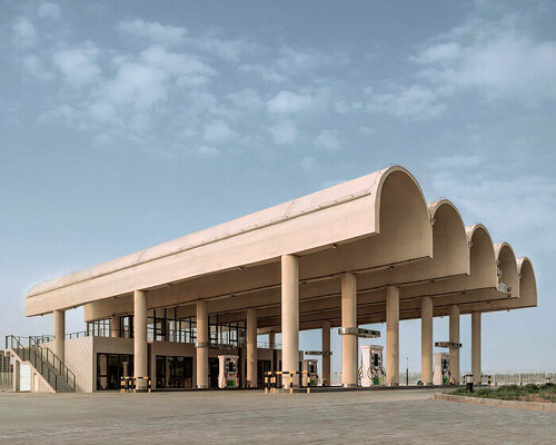 continuous barrel vault roof tops HELLO gas pavilion in china