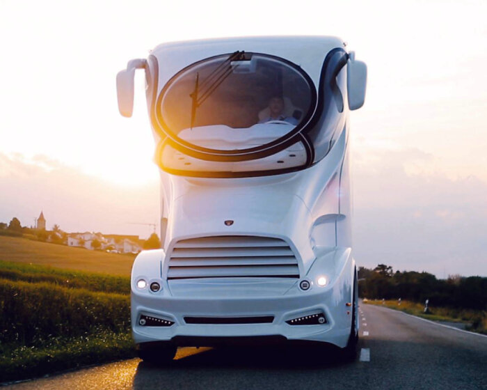 marchi mobile’s eleMMent palazzo superior is a mansion on wheels with fisheye windshield