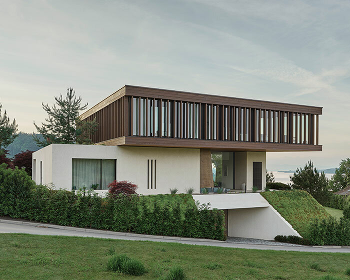 overhanging wooden pavilion tops oppenheim architecture's family home in germany